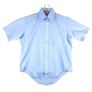 Macrae Prest Dress Shirt Short Sleeve Button Up Work Casual Blue 16.5‎
